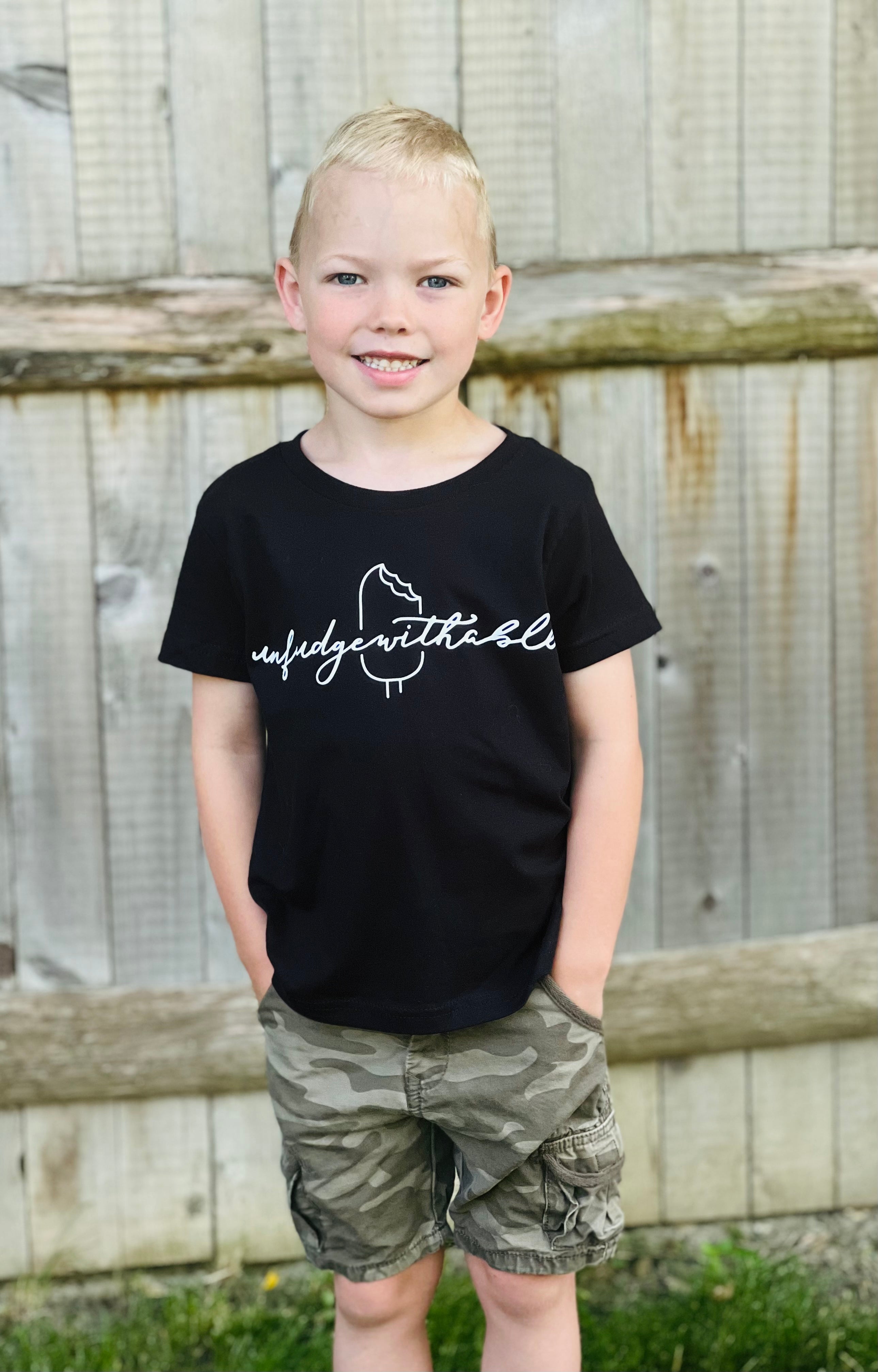 "unfudgewithable" Kid's Black Tee